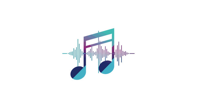 Colorful music note sound wave symbol.