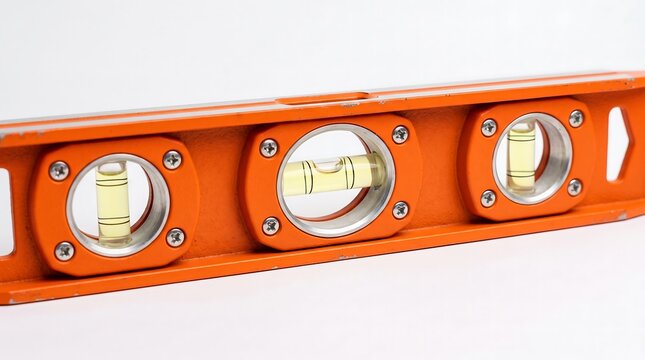 Orange spirit level tool for construction and home improvement