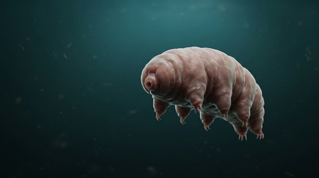 Microscopic view of a tardigrade water bear swimming