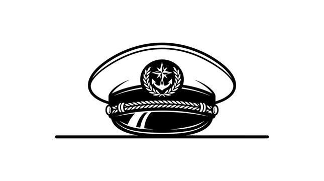 Nautical captain officer hat illustration with anchor emblem