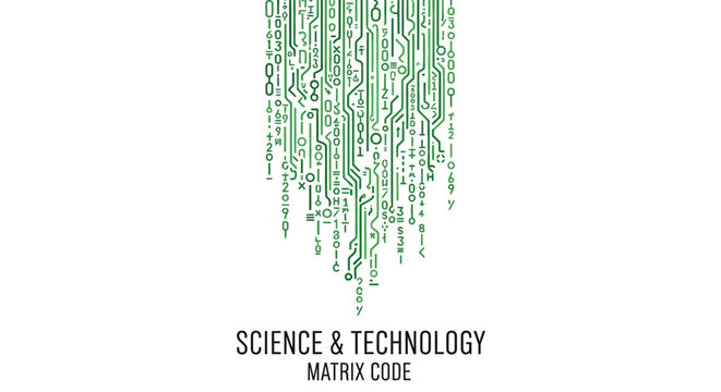 Green binary code matrix screen.