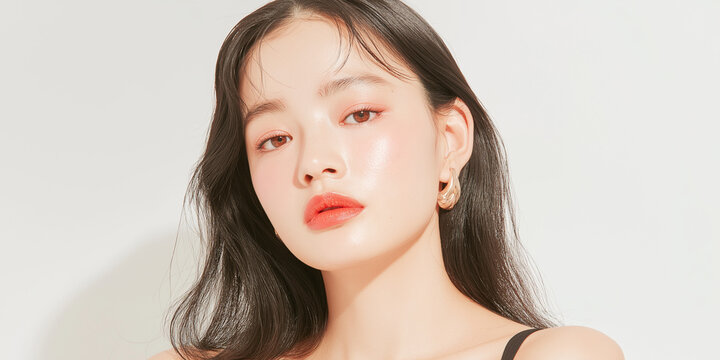 美容, 女性, スキンケア, 化粧品, ビューティー, 若い女性, 美肌, 日本人, アジア人, フェイシャル, メイク, 美容液, 保湿, クリーム, エイジングケア, 美容医療, エステ, 美容クリニック, 肌ケア, ナチュラルメイク, 透明感, ツヤ肌, モデル, 笑顔, ポートレート, クローズアップ, リラックス, 癒し, 健康的, 美白, コラーゲン, ヒアルロン酸, アンチエイジング