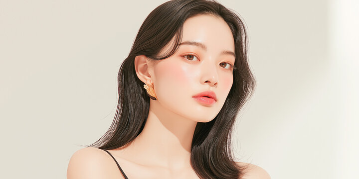 美容, 女性, スキンケア, 化粧品, ビューティー, 若い女性, 美肌, 日本人, アジア人, フェイシャル, メイク, 美容液, 保湿, クリーム, エイジングケア, 美容医療, エステ, 美容クリニック, 肌ケア, ナチュラルメイク, 透明感, ツヤ肌, モデル, 笑顔, ポートレート, クローズアップ, リラックス, 癒し, 健康的, 美白, コラーゲン, ヒアルロン酸, アンチエイジング