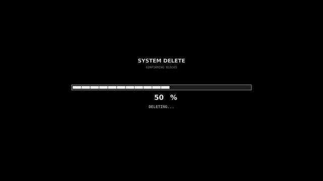 Digital System Delete Progress Bar Interface on Black Background
