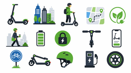 Eco friendly transportation and sustainability icons. © Kenn