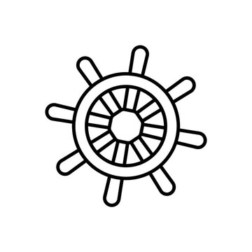 Looping animation of a ship's steering helm icon outline on transparent background, perfect for nautical, marine, and navigation-themed projects