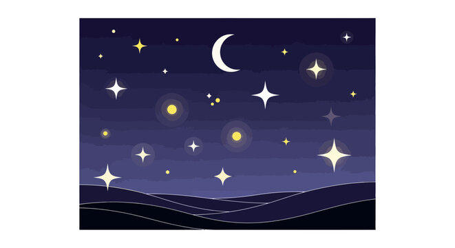 Night Sky with Stars and Moon.