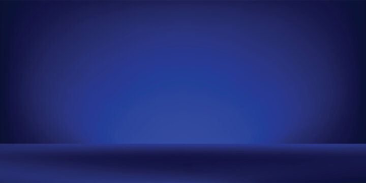 Dark blue room background design for showcasing. Studio. Abstract blue gradient spotlight room texture background. blue Studio backdrop wallpaper light room wall. Display products, natural shadows.bg