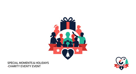 Naklejka premium People Celebrating with Gift Boxes.