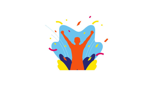 Person Celebrating with Raised Arms Up.