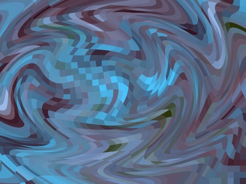 A blue, black, brown, and pink swirly pixelated wallpaper background texture