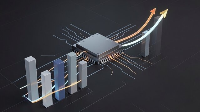 AI processor with abstract investment growth bars