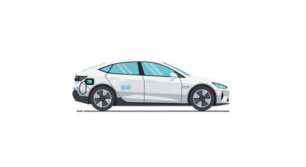 Fototapeta premium Silver luxury sedan car side view.