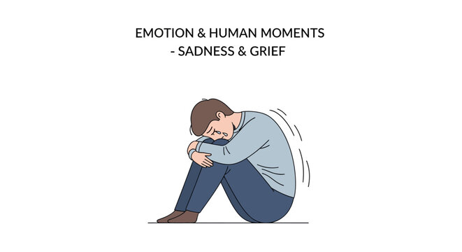 Sad man sitting on the ground.