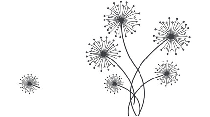 Decorative dandelion flower silhouettes with seeds flying in the wind art. © MDTAZBIRHOSSAIN