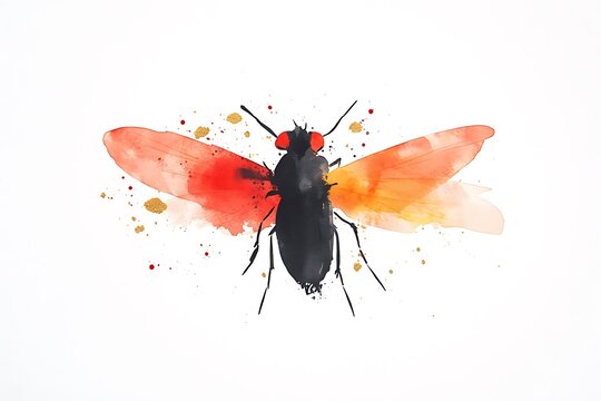 Vibrant watercolor fly