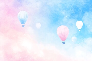 Obraz premium Hot air balloons floating in a pastel sky