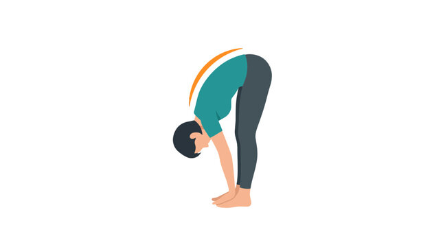 Flat vector illustration of a person doing standing yoga stretch