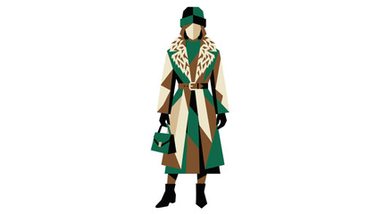 Obraz premium Woman Wearing Green Coat and Accessories.