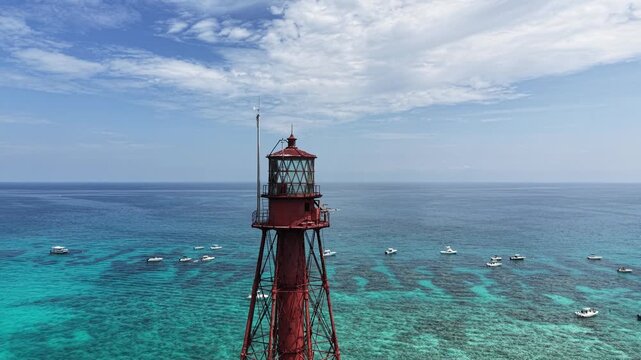 A gorgeous day overlooking Sombrero Key Reef Lighthouse near Marathon in the Florida Keys.