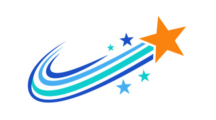 Orange shooting star with blue trailing swoosh. © Meg