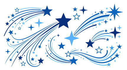 Monochrome blue shooting star swirls and patterns. © Meg