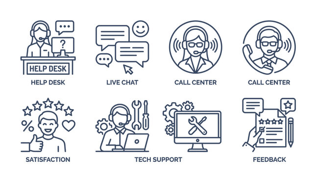 Customer support team providing assistance through call center, live chat and feedback