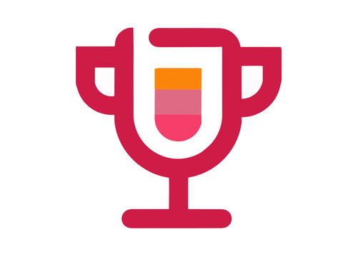 Creative trophy cup icon or logo vector illustration