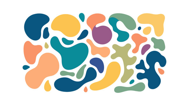 Abstract Organic Shapes Set in Modern Flat Colors