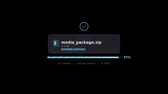 Digital file download progress interface with blue loading bar