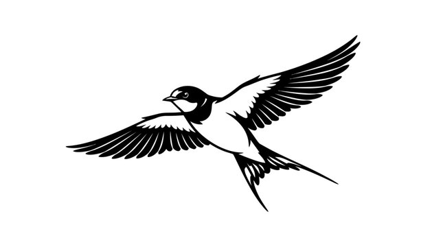 Flying swallow bird vector illustration isolated on white background