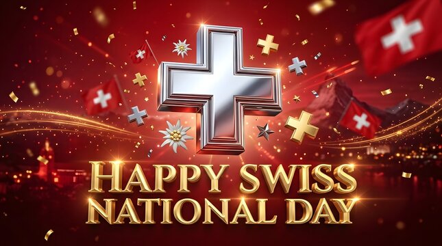 Shiny chrome cross for swiss national day.