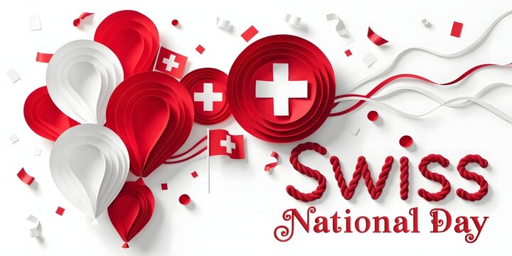 Swiss national day paper art background.