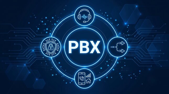 PBX private branch exchange concept, private telephone network used within an organization or business to facilitate internal and external communication new