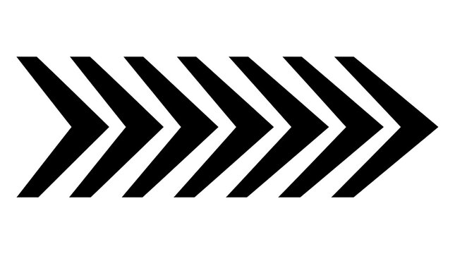 Black right arrow icon with chevron stripes