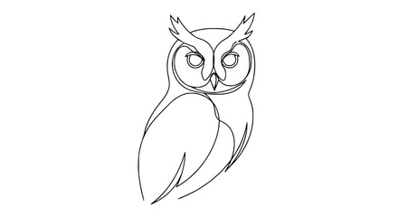 Fototapeta premium Minimalist Single Line Drawing of an Owl, Elegant Bird Illustration