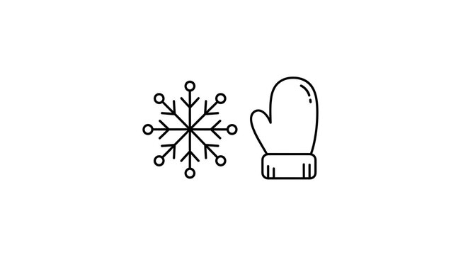 Winter snowflake and mitten icon set