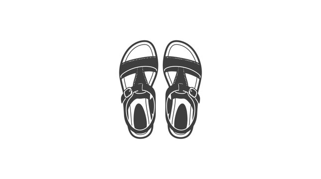 Minimalist black and white vector illustration of summer sandals