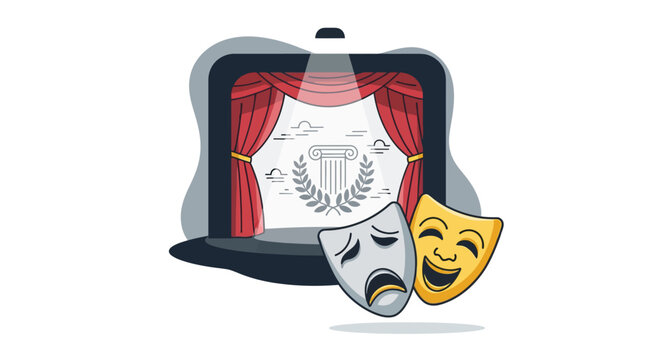Theatrical comedy and tragedy masks.