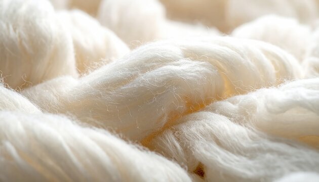 Closeup of Soft White Wool Fibers for Textile and Craft Use