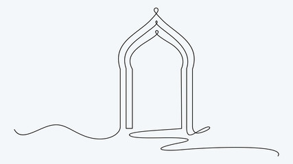 Fototapeta premium Single line art of Islamic window frame, poster and banner design.Traditional Arabic door and window frames.