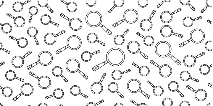 Loupe seamless pattern background. Seamless magnifying glass pattern. Magnifying glass doodle pattern background.	
