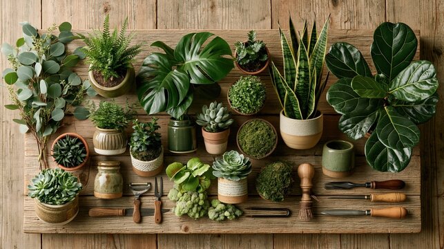 Various plants layout for modern plant shop concept