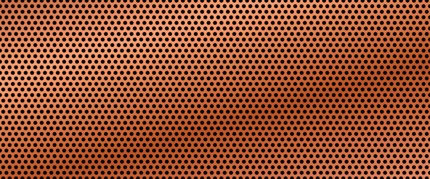 Perforated copper metal sheet texture background