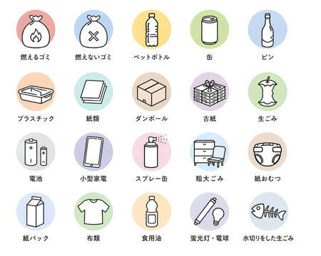 ゴミの分別　アイコンセット