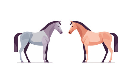 Obraz premium Two Stylized Horses Standing Side by Side.