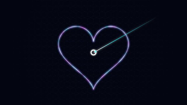 Heart Light Trails: Visualization of Geometric Wireframe & Bullet Time