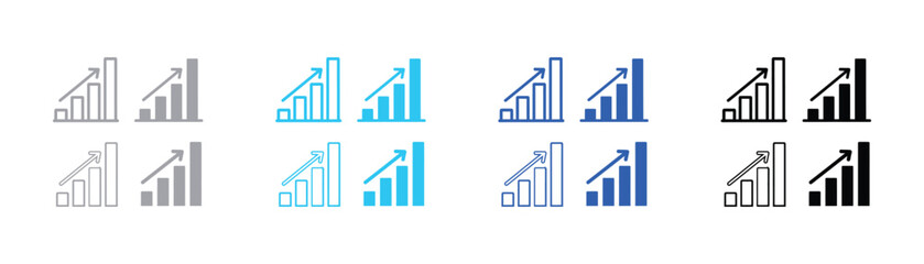 Fototapeta premium Set of analytical charts showing financial growth trends with business analysis statistics marketing progress financial infographic performance investment management corporate planning