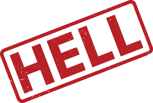 Distressed Red HELL Rubber Stamp Impression on a Clean White Background Portraying Intense Difficulty or Suffering
