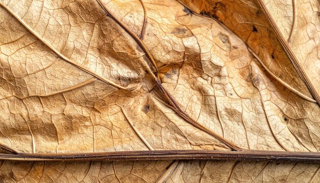 Closeup of Dry Autumn Leaves with Detailed Texture